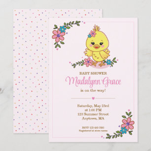 Invitación de Cumpleaños de Pollito Bebé Kawaii Ro