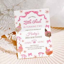 Invitación de cumpleaños de pollo y lazo