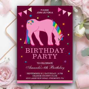 Invitación de cumpleaños de Poni Arcoíris Mágico