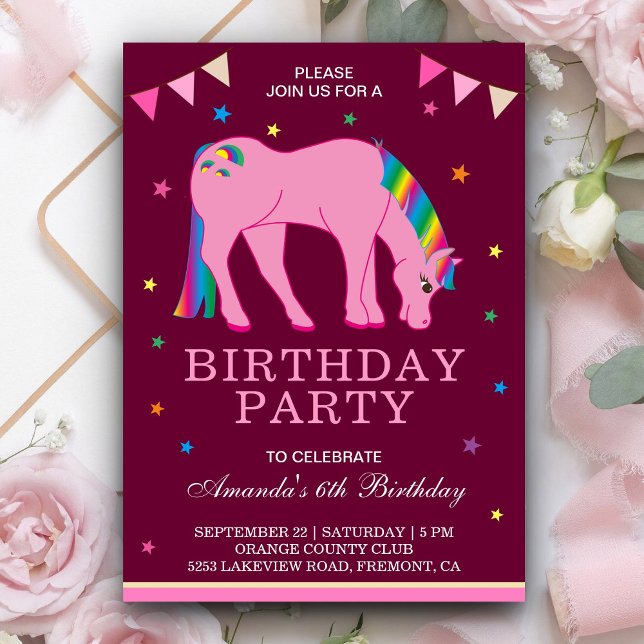 Invitación de cumpleaños de Poni Arcoíris Mágico (Subido por el creador)