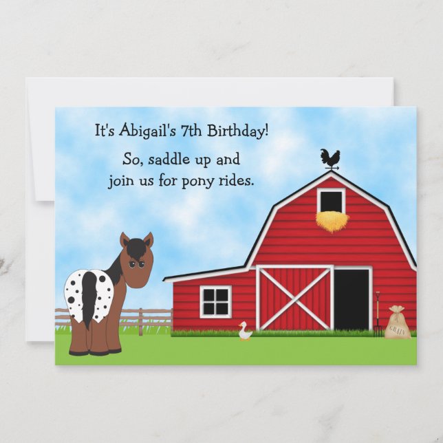 Invitación de cumpleaños de Pony Rides a caballo (Anverso)
