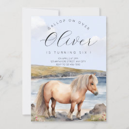 Invitación de cumpleaños de pony Shetland