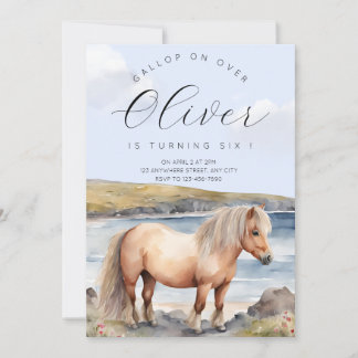 Invitación de cumpleaños de pony Shetland
