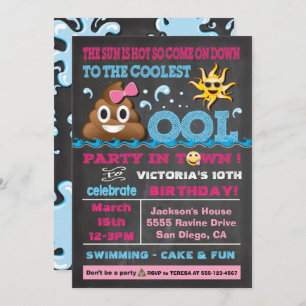 Invitación de cumpleaños de Pooper Fiesta de emoji
