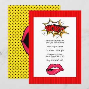 Invitación de cumpleaños de Pop Art Comic