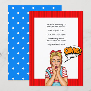 Invitación de cumpleaños de Pop Art Comic