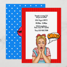 Invitación de cumpleaños de Pop Art Comic