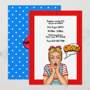 Invitación de cumpleaños de Pop Art Comic