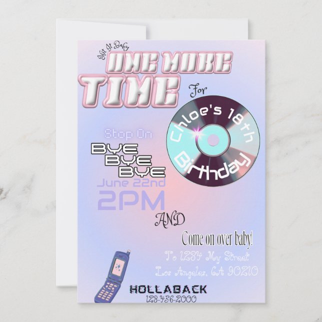 Invitación de cumpleaños de Pop de los 90/2k (Anverso)