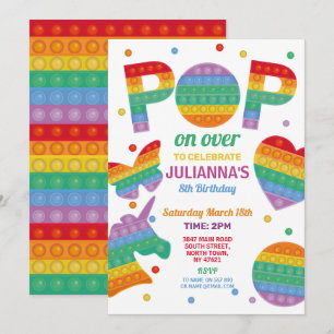 Invitación de cumpleaños de Pop it Fiesta Fidget