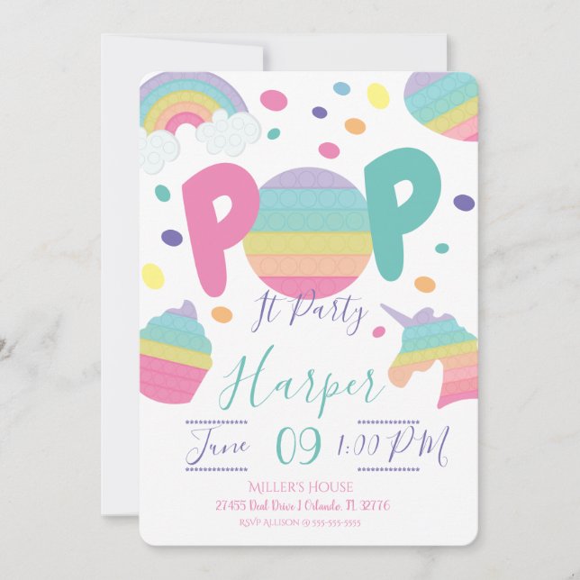Invitación de cumpleaños de Pop It Kid (Anverso)