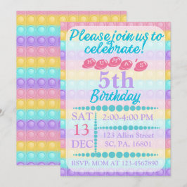 Invitación de cumpleaños de Pop It Personalizado B