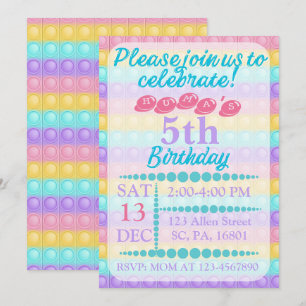 Invitación de cumpleaños de Pop It Personalizado B