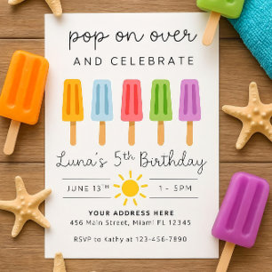 Invitación de cumpleaños de Popsicle editable