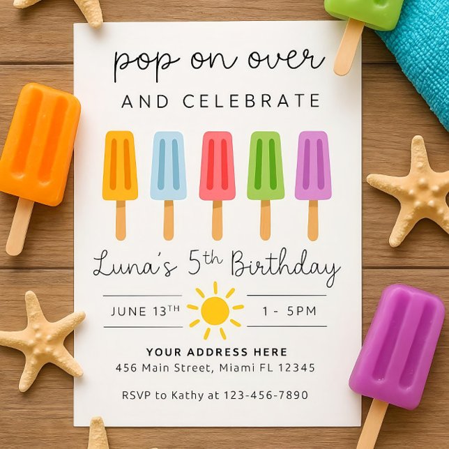 Invitación de cumpleaños de Popsicle editable (Subido por el creador)