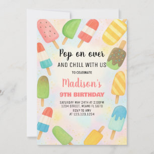 Invitación de cumpleaños de Popsicle moderna