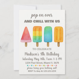 Invitación de cumpleaños de Popsicle para niños