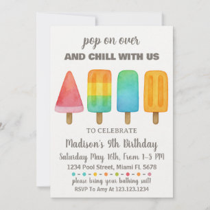 Invitación de cumpleaños de Popsicle para niños