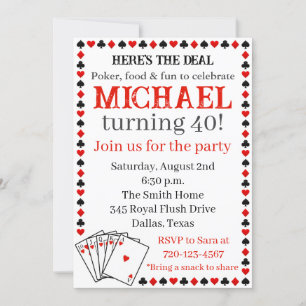 Invitación de cumpleaños de póquer, invitación par
