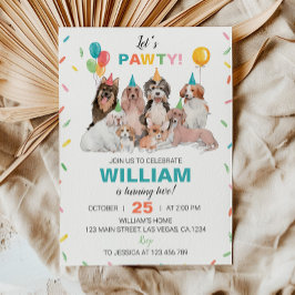 Invitación de cumpleaños de porcino pawty