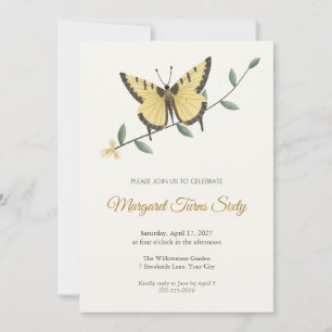 Invitación de cumpleaños de primavera con mariposa