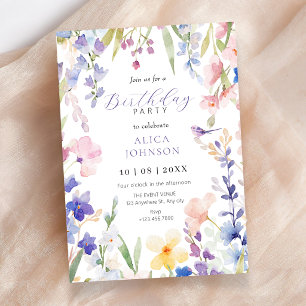 Invitación de cumpleaños de primavera floral acuar