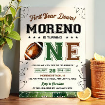 Invitación de cumpleaños de primer año de fútbol e