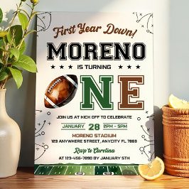 Invitación de cumpleaños de primer año de fútbol e