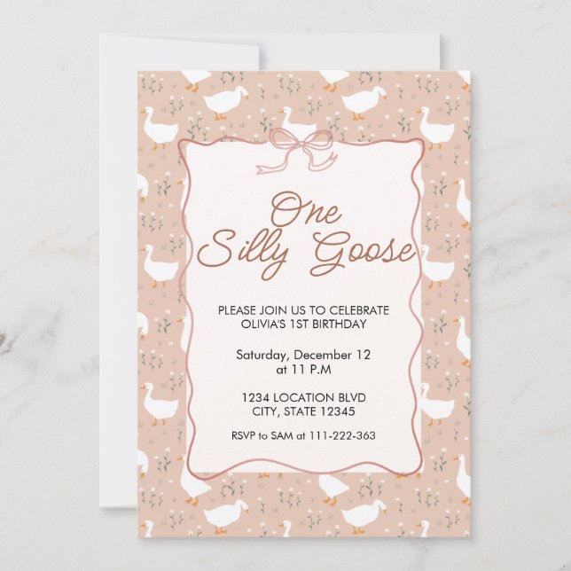 Invitación de cumpleaños de primer fiesta con un g (Anverso)