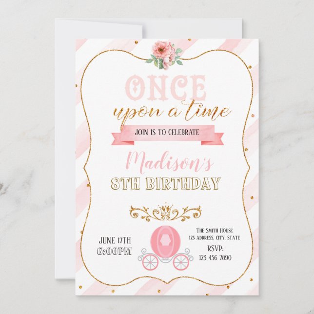invitación de cumpleaños de princesa (Anverso)