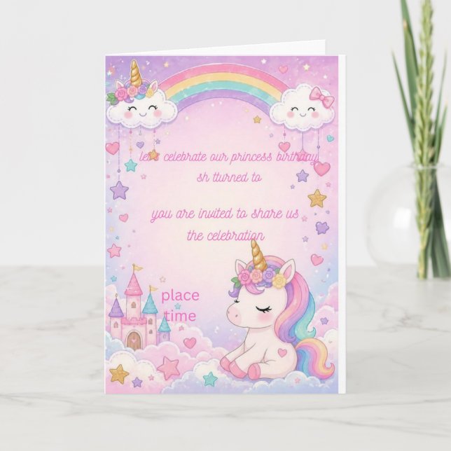 invitación de cumpleaños de princesa (Anverso)
