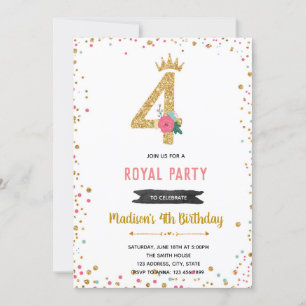 invitación de cumpleaños de princesa 4 años