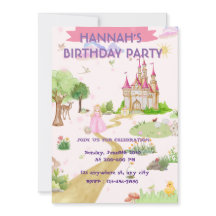 Invitación de cumpleaños de princesa acuarela,
