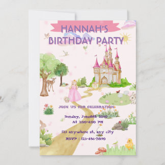 Invitación de cumpleaños de princesa acuarela,