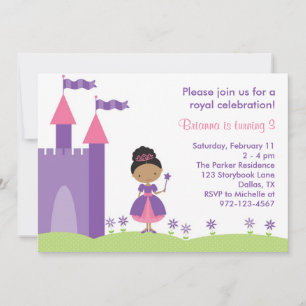 Invitación de cumpleaños de princesa afroamericana