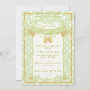 Invitación de cumpleaños de princesa Art Nouveau v
