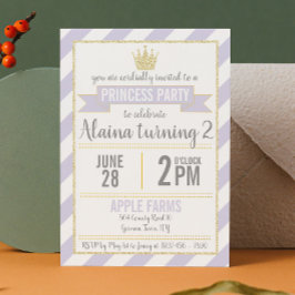 Invitación de cumpleaños de princesa con brillo do