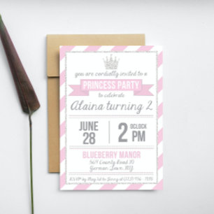 Invitación de cumpleaños de princesa con brillo ro