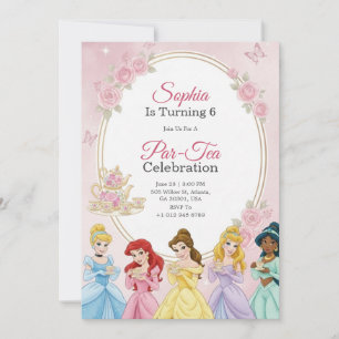Invitación de cumpleaños de princesa con tema past