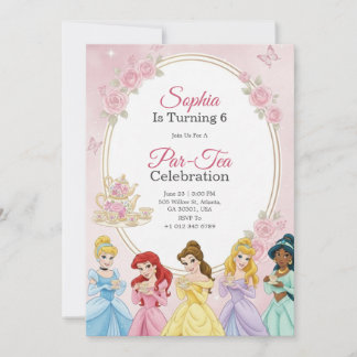Invitación de cumpleaños de princesa con tema past