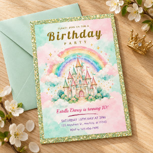 Invitación de cumpleaños de princesa de castillo d