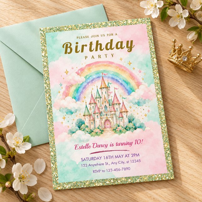 Invitación de cumpleaños de princesa de castillo d (Subido por el creador)