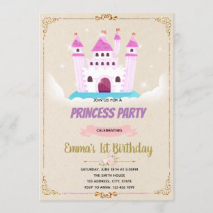 Invitación de cumpleaños de princesa de castillo d