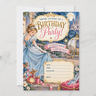Invitación de cumpleaños de princesa de cuento de 