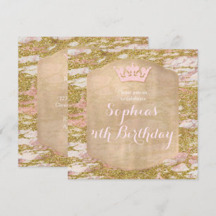 Invitación de cumpleaños de princesa de oro rosa