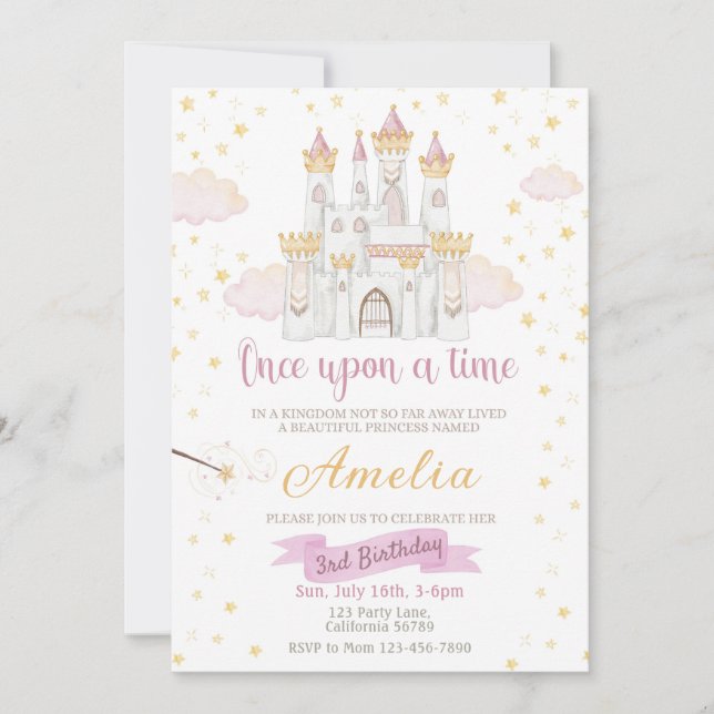 Invitación de cumpleaños de Princesa de vez en cua (Anverso)