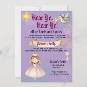Invitación de cumpleaños de princesa del Renacimie