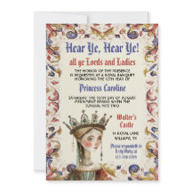 Invitación de cumpleaños de princesa del Renacimie