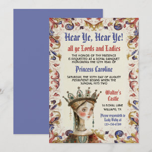 Invitación de cumpleaños de princesa del Renacimie