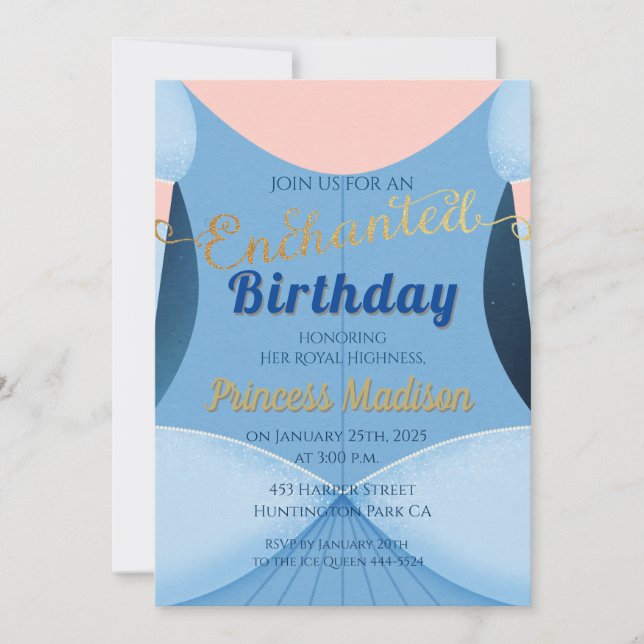 Invitación de cumpleaños de Princesa encantada (Anverso)